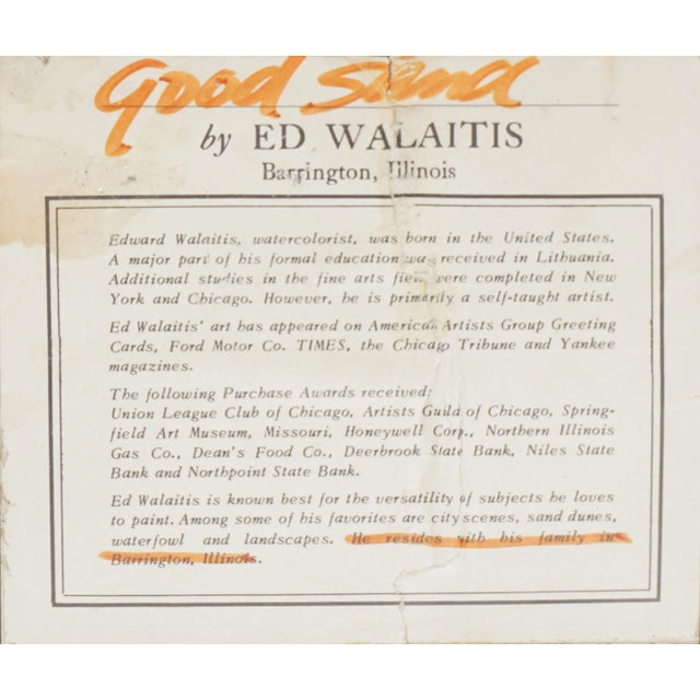 1970s Minimalist Sand Dunes Watercolor Landscape by Edward Walaitis For Sale In Monterey, CA - Image 6 of 7