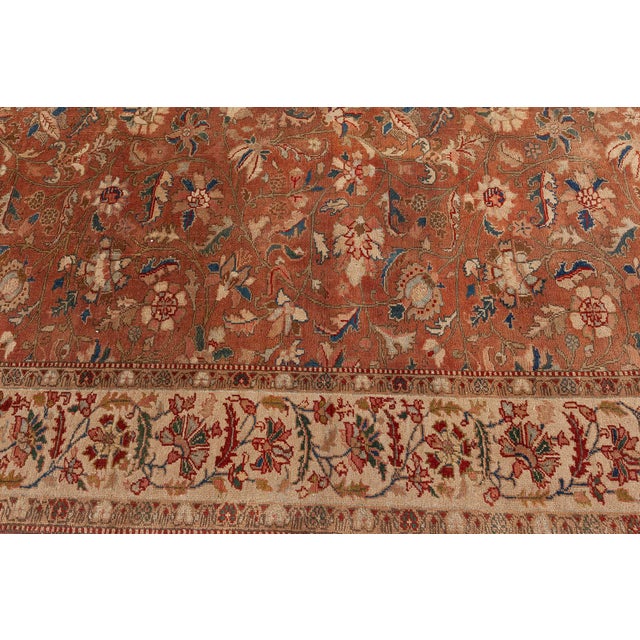 Textile Authentic Persian Tabriz Brown Botanic Handmade Wool Rug For Sale - Image 7 of 9