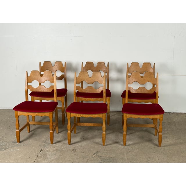 Vintage Razorblade Dining Chairs in Oak by Henning Kjærnulf for Nyrup, 1960s, Set of 6 For Sale - Image 11 of 11
