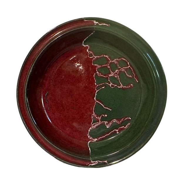 Vintage Bill Stewart Green & Burgundy Drip Glaxe Stoneware Batter Pitcher & Serving Bowl Set This is a vintage Bill...
