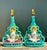 Turquoise Vintage Orientalist Seated Figure Lamps - A Pair For Sale - Image 8 of 12