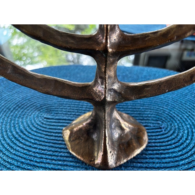 Brutalist Bronze Menora attributed to Michael Harjes, 1960 For Sale - Image 6 of 12