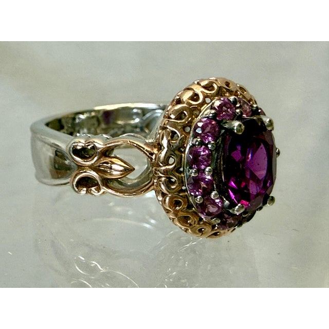 2020s Michael Valitutti Rhodolite Garnet 18k Gold Over Sterling 925 Nh Ring Size 5 For Sale - Image 5 of 5
