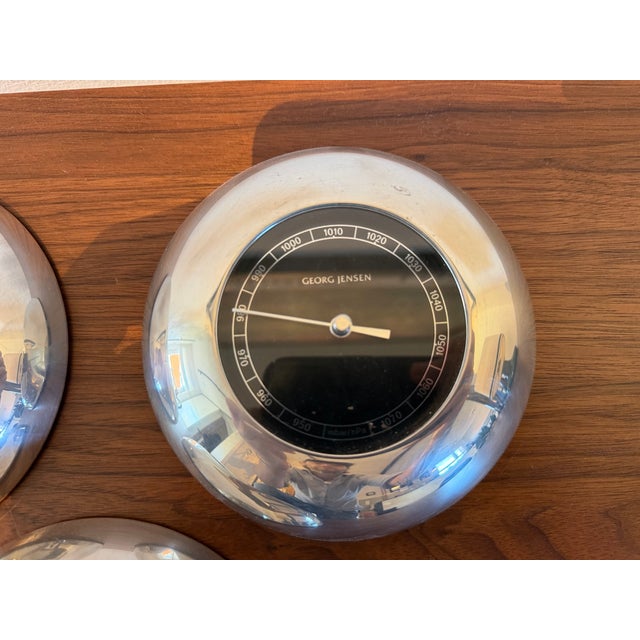 1980s Wall Clock with Barometer and Thermometer by Andreas Mikkelsen for Georg Jensen, 1980s, Set of 3 For Sale - Image 5 of 8