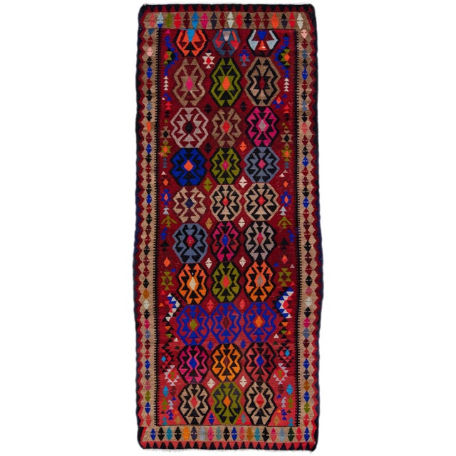 1960s Vintage Turkish Kilim Multicolor Handmade Tribal Wool Rug For Sale - Image 10 of 10