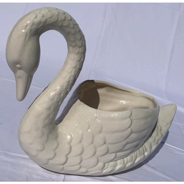 Vintage Large White Ceramic Swan Figurine For Sale - Image 9 of 10