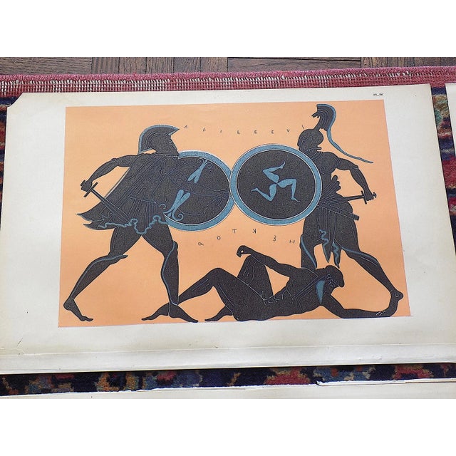 Neoclassical Authentic Antique Early 19th Century Large Folio Hand Colored Neoclassical Greek Vase Motif Lithographs - Set of 6 For Sale - Image 3 of 11