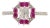 14k White Gold Ruby & Emerald-Cut Diamond Art Deco Cluster Ring Size 8 For Sale