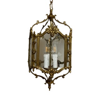 French-Style Lantern with Hand-Carved Glass, 1950 For Sale