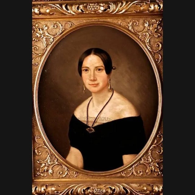 Biedermeier portrait of a couple, circa 1830-1850. Two elaborately restored portraits painted on a new wedge frame. Oil on...