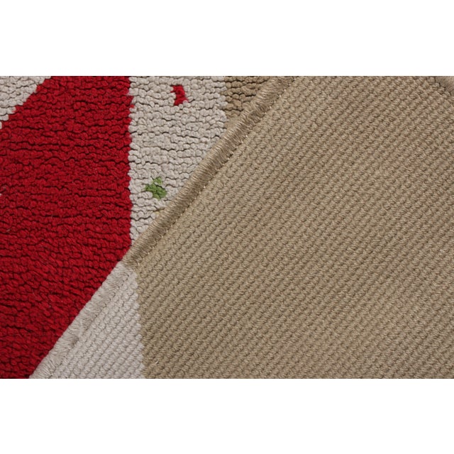 1910s Rug and Kilim’s Antique Deco Style Rug in Red and Cream Geometric Pattern For Sale - Image 5 of 5