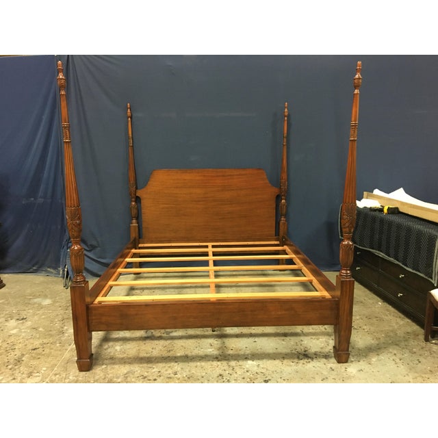 2020s Traditional Mahogany Rice Carved Poster Bed by Leighton Hall - Showroom Sample For Sale - Image 5 of 6