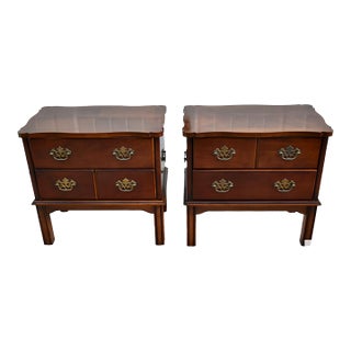 Vintage Lane Pair of Diminutive Chippendale Style Mahogany Two Drawer Chest of Drawers For Sale