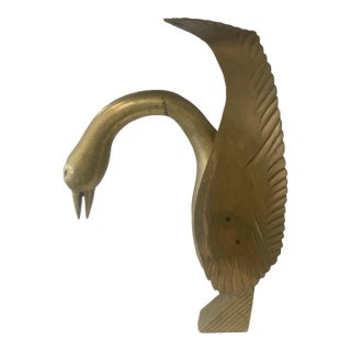 1980s NeoDeco Brass Swan Sculpture For Sale