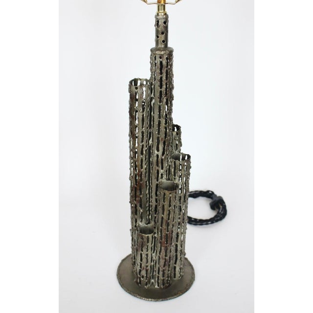 Marcello Fantoni Brutalist Torch Cut Iron "Skyscraper" Table Lamps - A Pair For Sale - Image 10 of 13