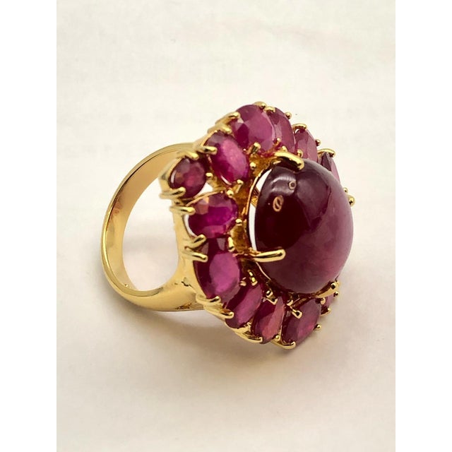 Bochic "Orient" Vintage 50 Carat Natural Multi Ruby Ring Set 18K Gold &Silver For Sale - Image 10 of 18