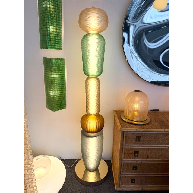 Large Contemporary Totem Murano Glass Floor Lamp by Studio Ad, Italy For Sale - Image 4 of 14