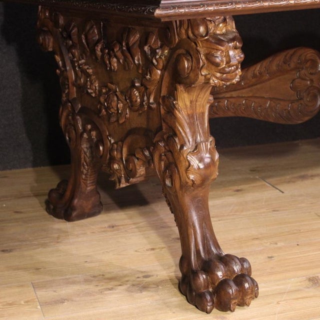 Great mid-20th-century Tuscan table. This piece is of excellent quality, carved and chased in the Renaissance style,...