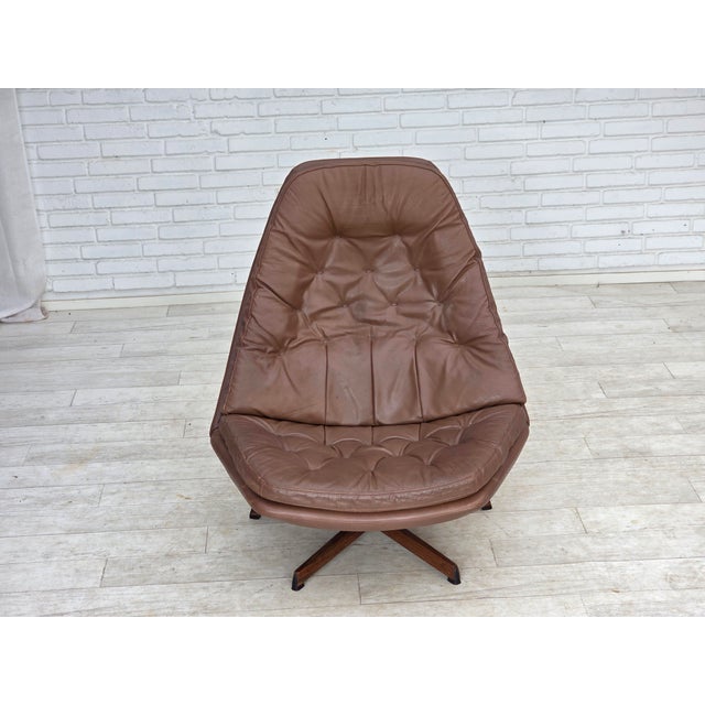 Brown Danish Adjustable Swivel Lounge Chair by Madsen & Schubell, 1970s For Sale - Image 8 of 18