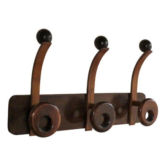 Sculptural Coat Hooks in Beech and Walnut For Sale