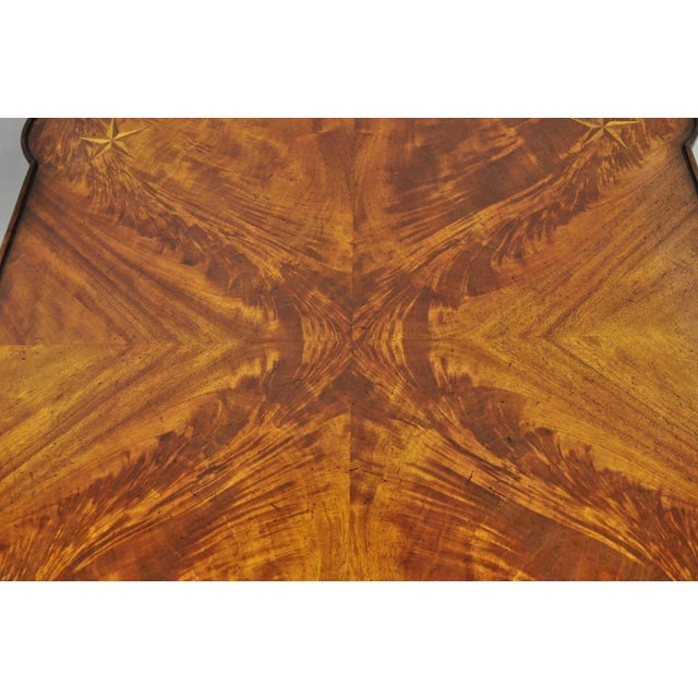 Contemporary Italian Regency Style Star Inlay Cabriole Leg Burl Wood Game Table For Sale - Image 4 of 13