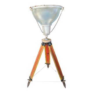 Vintage Holophane Glass Uplight Lamp on Keuffel & Esser Surveyor’s Tripod For Sale