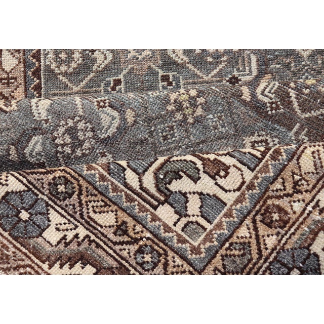 Antique Persian Malayer Runner With All Over Herati Design in Blue and Brown For Sale - Image 11 of 12