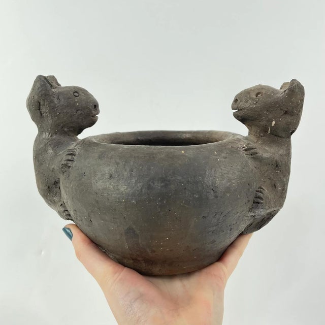 Sculpture Materials Early 20th Century Zoomorphic Pottery Vessel with Dual Cat Figures Africa For Sale - Image 7 of 8