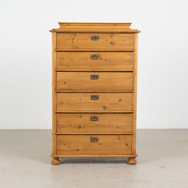 Farmhouse 19th Century Danish Pine Tall Chest of Six Drawers Highboy For Sale - Image 3 of 12