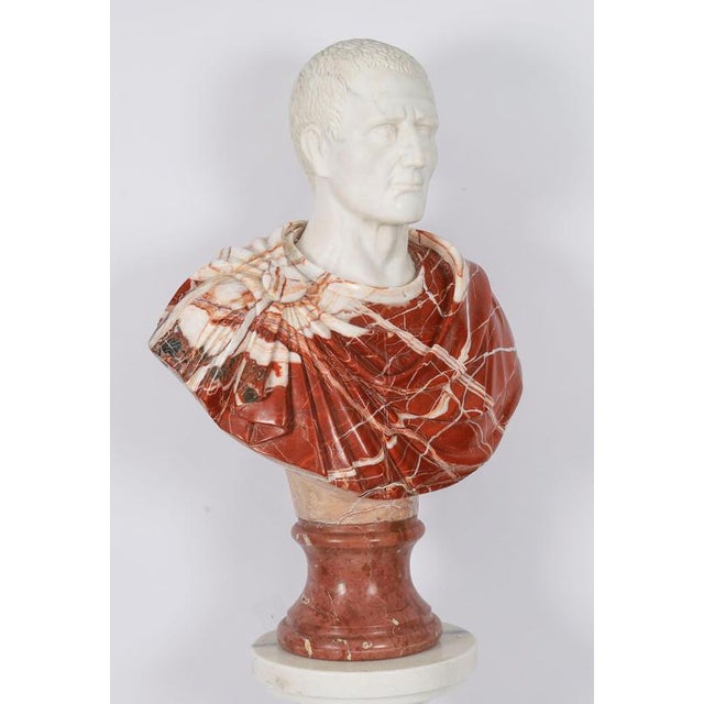 Vintage Portrait Bust of Roman Emperor Otho on Pedestal, 20th Century, Carrara For Sale - Image 12 of 18