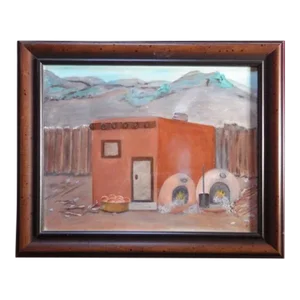 Indian House in Early Spring, Angie Sanchez Carlson Oil on Canvas, Signed Verso