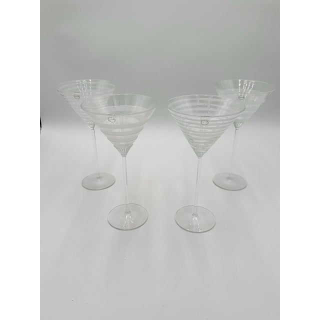 Salviati Murano Graffiati and Bassorilievi Martini Glasses