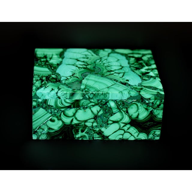 This exceptional box is crafted from genuine natural malachite, beautifully polished to reveal its extraordinary colors...