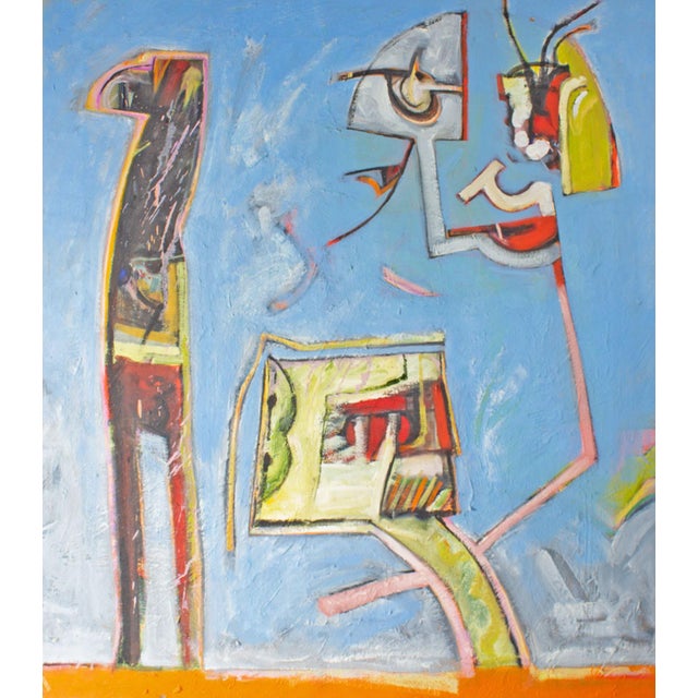 An abstract oil painting on canvas by American artist James Bruch (1942-2023). This abstract work consists of lively...