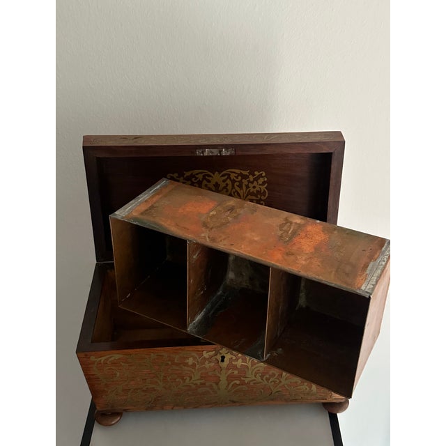 Mid 19th Century Napoleon III Rosewood Tea Caddy With Brass Boule Detal For Sale - Image 11 of 12
