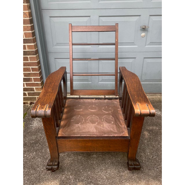 Antique Late 1800s Reclining Paw Foot Morris Attributed Chair For Sale In Philadelphia - Image 6 of 12