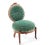 An incredibly Detailed Light Mahogany Carved Most Charming Green Velvet Chair with many old world refined details- An...