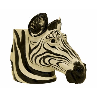 Vintage Handpainted Zebra Planter For Sale