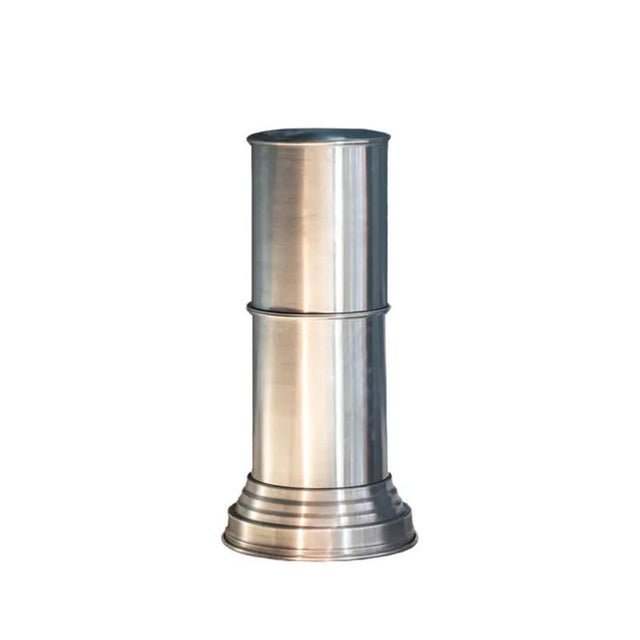 RL 09 Cylindrical Pedestal in Licorice Glossy Varnished Aluminum by Caspal For Sale - Image 9 of 11
