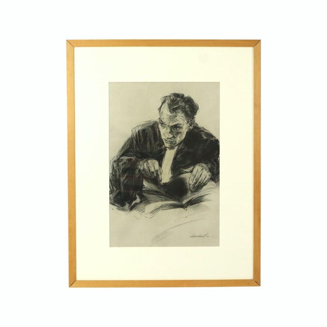 Herwig Driesschaert, Portrait Composition, 1974, Charcoal on Paper, Framed For Sale - Image 18 of 18