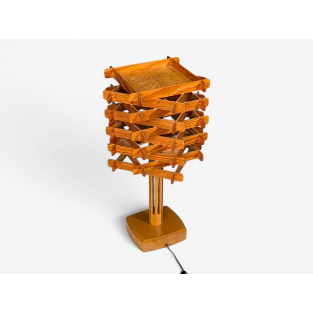 Swedish Modern, Large Table Lamp, Lacquered Pine, Sweden, 1970s For Sale - Image 12 of 14