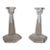 Pair of Vintage Clear Glass Candlesticks Candle Holders With Hexagonal Bases For Sale