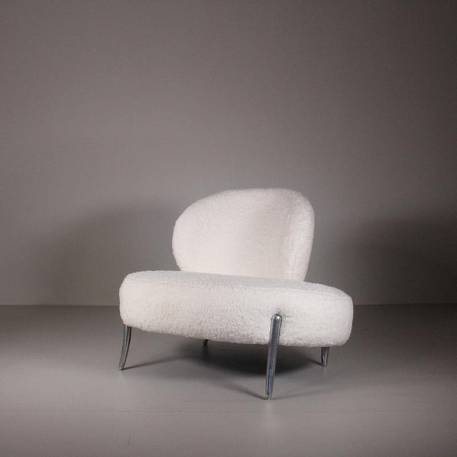 Lounge Chair in White Boucle For Sale - Image 10 of 15
