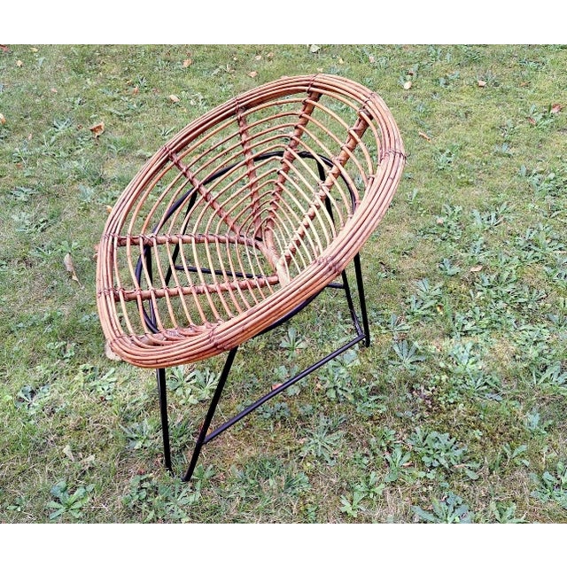 Mid-Century Modern Mid-Century Bamboo and Iron Pod Chairs, 1960s, Set of 2 For Sale - Image 3 of 12