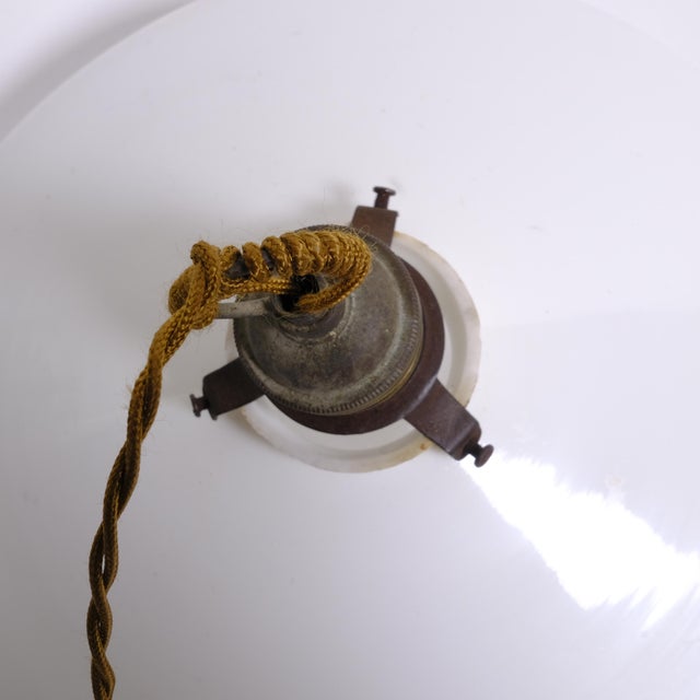 Glass Vintage Pendant Lamp with White Milk Glass Lampshade, 1930s For Sale - Image 7 of 15