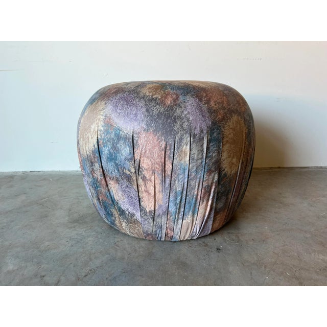 1980s Oversize Karl Springer - Style Round Poufs Soufflé Ottoman For Sale - Image 5 of 13