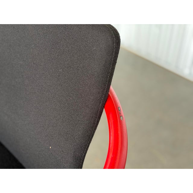 1990s Set of 8 Ettore Sottsass Mandarin Chairs by Knoll - Black + Red Post Modern For Sale - Image 10 of 12