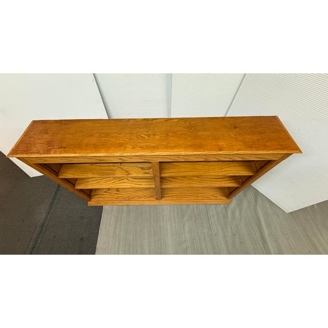 Wood Double-Wide Golden Oak Wood Bookcase For Sale - Image 7 of 12