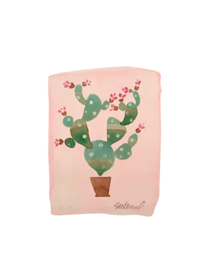 Contemporary "Pink Cactus" Original Watercolor Painting