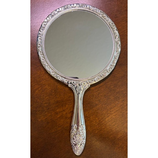 Vintage Ornate Floral Vanity Mirror and Hairbrush Set For Sale - Image 14 of 14